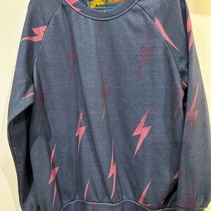 Aviator Nation Blue Sweatshirt with Pink Lightning Bolts